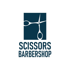Scissors logo design vintage old simple barber cutting tool black silhouette illustration