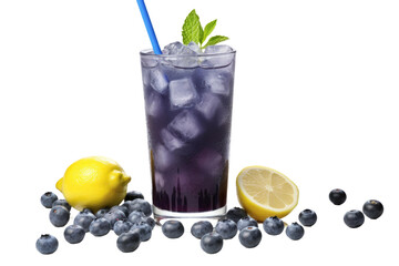 Summer Cool-Down: Blueberry-Lemonade Isolated on Transparent Background - obrazy, fototapety, plakaty