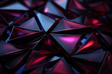 3d render, abstract faceted background illuminated with red light, shiny metallic polygonal texture, modern wallpaper Generative AI