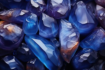 macro photo of blue sapphire crystals isolated on black background Generative AI - obrazy, fototapety, plakaty
