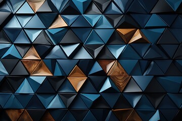 Triangular shaped brick wall background, color toned picture. Generative AI
