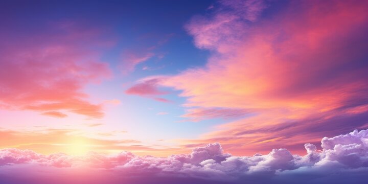 Background of colorful sky Dramatic sunset with twilight color sky and clouds