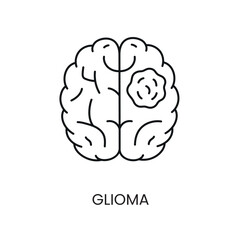 Cancer glioma line icon vector cancer malignant disease