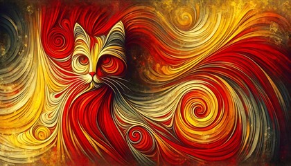 Abstract fractal illustration for creative design looks like a cat head.