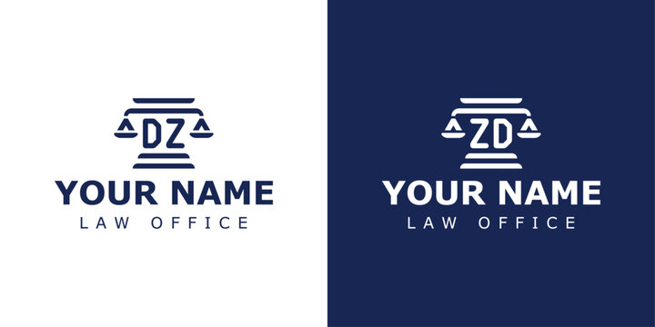Letter DZ and ZD Legal Logo, suitable for lawyer, legal, or justice with DZ or ZD initials