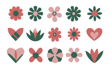 Abstract floral hearts vector clipart. Valentine's day vector clipart.
