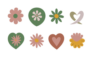 Abstract floral hearts vector clipart. Valentine's day vector clipart.