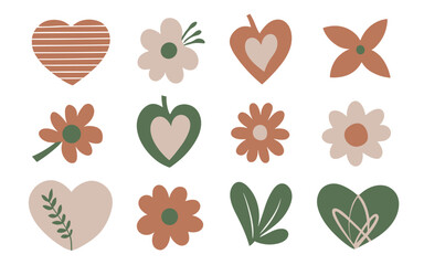 Abstract floral hearts vector clipart. Valentine's day vector clipart.