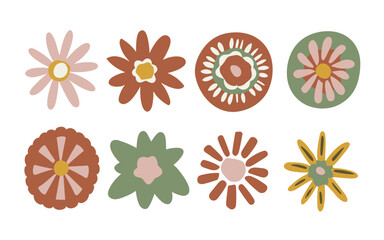 Abstract flowers vector clipart. Spring illustration.