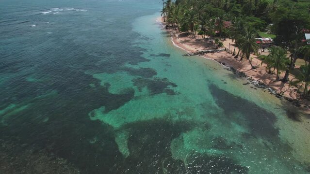 Aerial view of Boca del Drago beach, Bocas del Toro, Panama - stock video