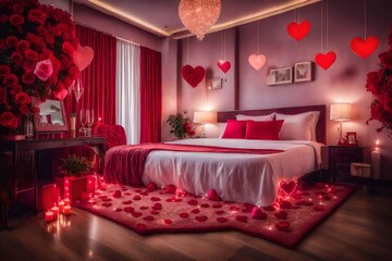 luxury hotel room on valentine day