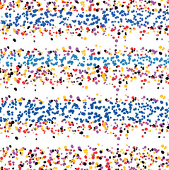 Colored dots or glitter accumulate in separate stripes