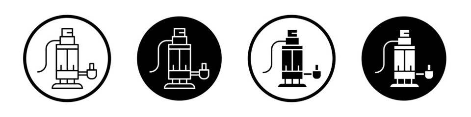 Sump pump icon set. sewer plumbing submersible pump vector symbol. house drainage water pump sign in filled and outlined style.