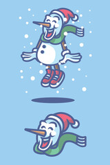 Snowman scarf  with santa hat mascot