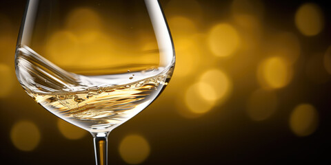 Close-up of beautiful glass of white wine - obrazy, fototapety, plakaty
