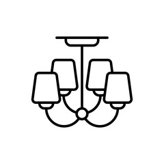 Chandelier outline icons, lamps minimalist vector illustration ,simple transparent graphic element .Isolated on white background