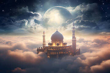 ramadan Kareem, Ramadan crescent moon, Eid Mubarak Islamic festival social media banner and Eid Mubarak Post Template, islam - obrazy, fototapety, plakaty