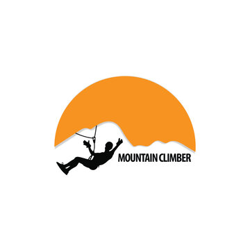 Outdoor Sports Mountain Climbing Rock Climbing.Adventure logo vector.