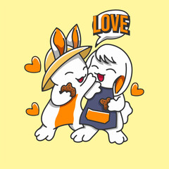 A pair of rabbits joking with each other