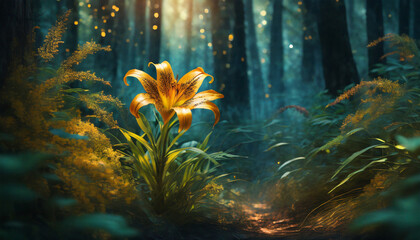 Lilia piękny egzotyczny kwiat, tło, dekoracja ścienna, generative ai - obrazy, fototapety, plakaty