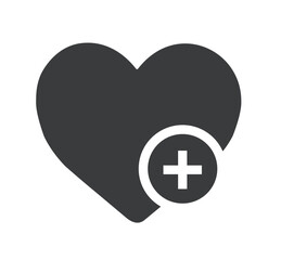 Obraz premium Heart icon with plus. Health insurance vector illustration