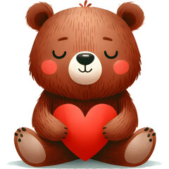 Fototapeta premium Brown bear with red heart shape