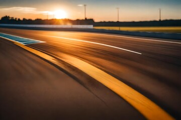 Motion blurred racetrack, sunset scene