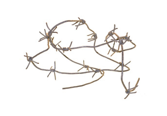 barbed wire isolated on white background