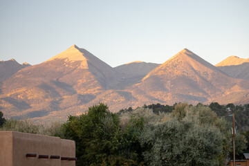 Twin Sisters mountain peaks in the San Juan range of the Rocky Mountains as seen from Howard...