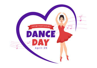 International Dance Day Vector Illustration on 29 April with Professional Dancing Performing Couple or Single at Stage in Flat Cartoon Background