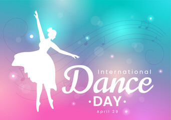 International Dance Day Vector Illustration on 29 April with Professional Dancing Performing Couple or Single at Stage in Flat Cartoon Background