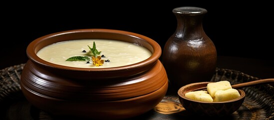 Bengali dessert Misti Doi or Sweet Curd, like khir, is served in a mud pot. © TheWaterMeloonProjec