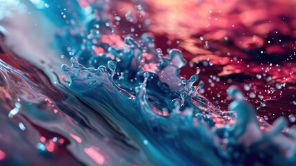 Abstract water and paint splash, teal blue and pink