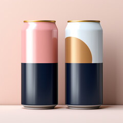 Aluminum tin can, empty blank label, package design template, energy drink, beer, soda mockup