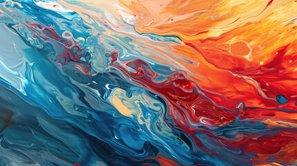 Fluid and flowing strokes of paint, abstract texture, soothing colors and contrast, multicolor sensory 