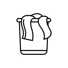 Clothing basket outline icons, laundry minimalist vector illustration ,simple transparent graphic element .Isolated on white background