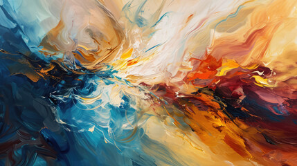 Fluid and flowing strokes of warm to cold color temperature paint, abstract texture, soothing...