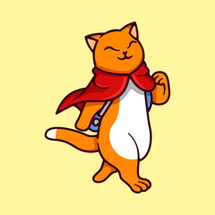 A cat walks happily