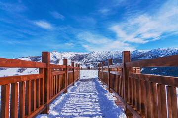 Winter Ski Resort and Snowy Mountains and Scenery in Xinjiang, China - obrazy, fototapety, plakaty