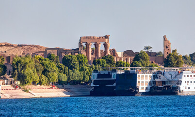 View of Kom Ombo temple from the Nile River - Egypt