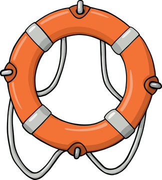 red lifebuoy with a rope, marine lifebuoy