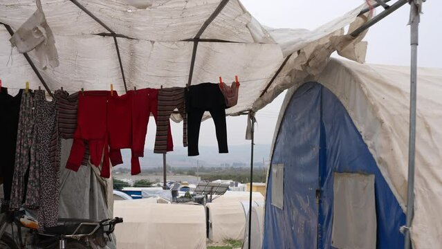 Hundreds of tents inhabited by Syrian refugees for years due to the war that destroyed their homes.	