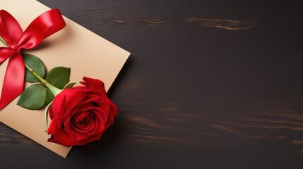 Red Roses and Invitation Card Romantic Close-Up