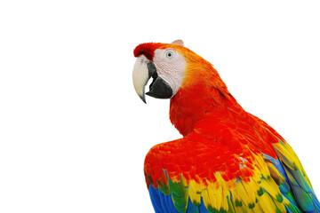 Scarlet Macaw parrot isolated on white background with clipping path.