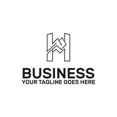 line art letter h with mountains symbol inside letter h 