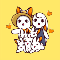 A bunny family full of love