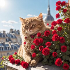 Cat in roses
