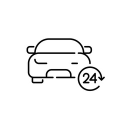 24 hour car rental service. Hourly car sharing. Pixel perfect, editable stroke icon