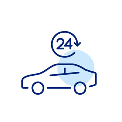 24 hour taxi and car sharing service. Pixel perfect, editable stroke icon