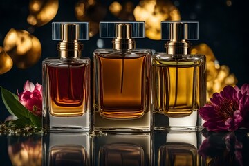 bottle of perfume with flower